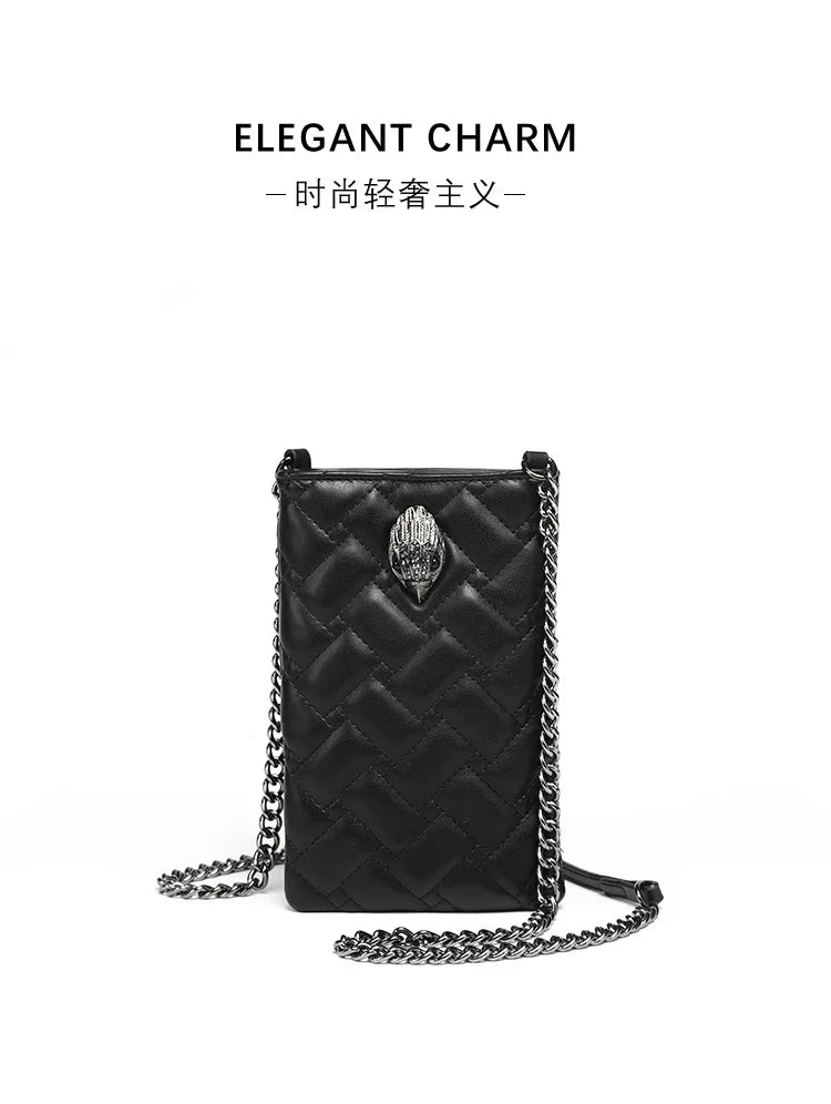 2024 New Trendy Women's Bag with Herringbone Chain Shoulder Bag, Crossbody Bag, Eagle Head, and Phone Bag