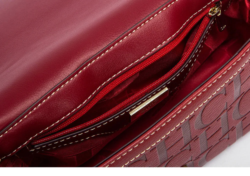 CHHC Women's Shoulder Bag Fashion Design Model Metal 2024 Fashion Solid Colour Accessories Buckle  Luxury Brand Printed Head Bag