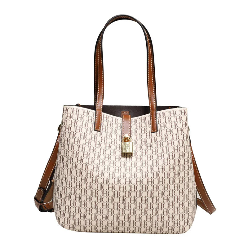 CH Women's Bag 2024 New Large Capacity  Single Shoulder Messenger  Small Bucket Bag 100% Leather Metal Decoration