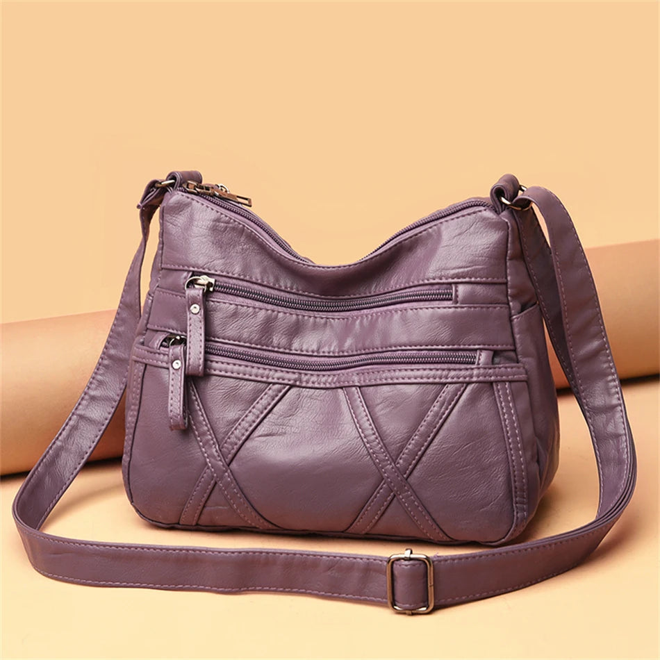 High Quality Women's Soft PU Leather Shoulder Bags Multi-Layer Pockets Classic Crossbody Bag Luxury Designer Handbags and Purses