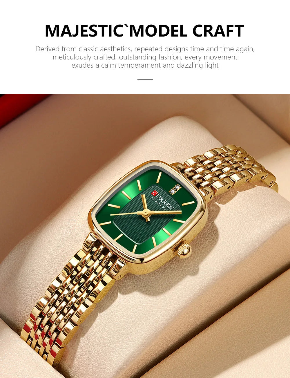 CURREN 9093 Fashion Quartz Women Watch Simple Elegant Square Dial Gold Stainless Steel Strap Waterproof Leisure Business Watches