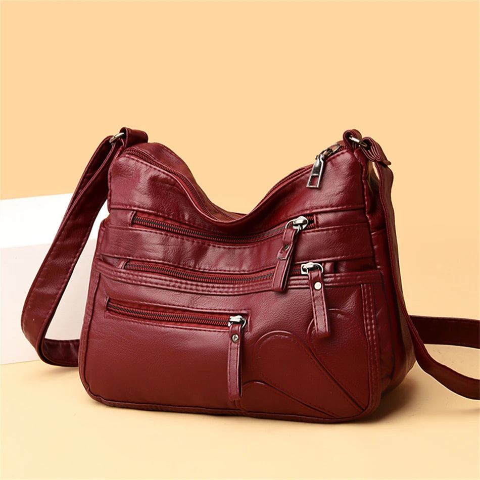 High Quality Women's Soft PU Leather Shoulder Bags Multi-Layer Pockets Classic Crossbody Bag Luxury Designer Handbags and Purses