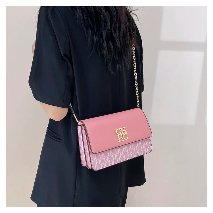 CH Pure Color Design Classic Ladies Crossbody Bag Fashion Luxury Brand Multi Embossed Ladies Handbag Ladies Shoulder Bag