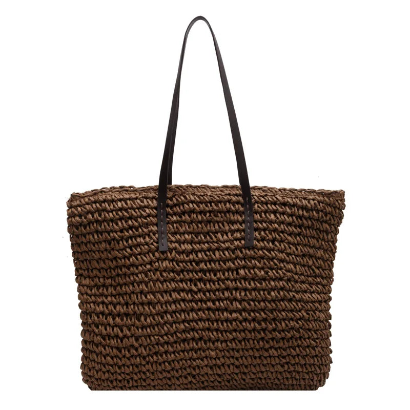 Straw Woven Tote Bags Casual Large Luxury Design Capacity Handbag Beach Shoulder Simple Women's Bag Style Shopping Summer bolsos