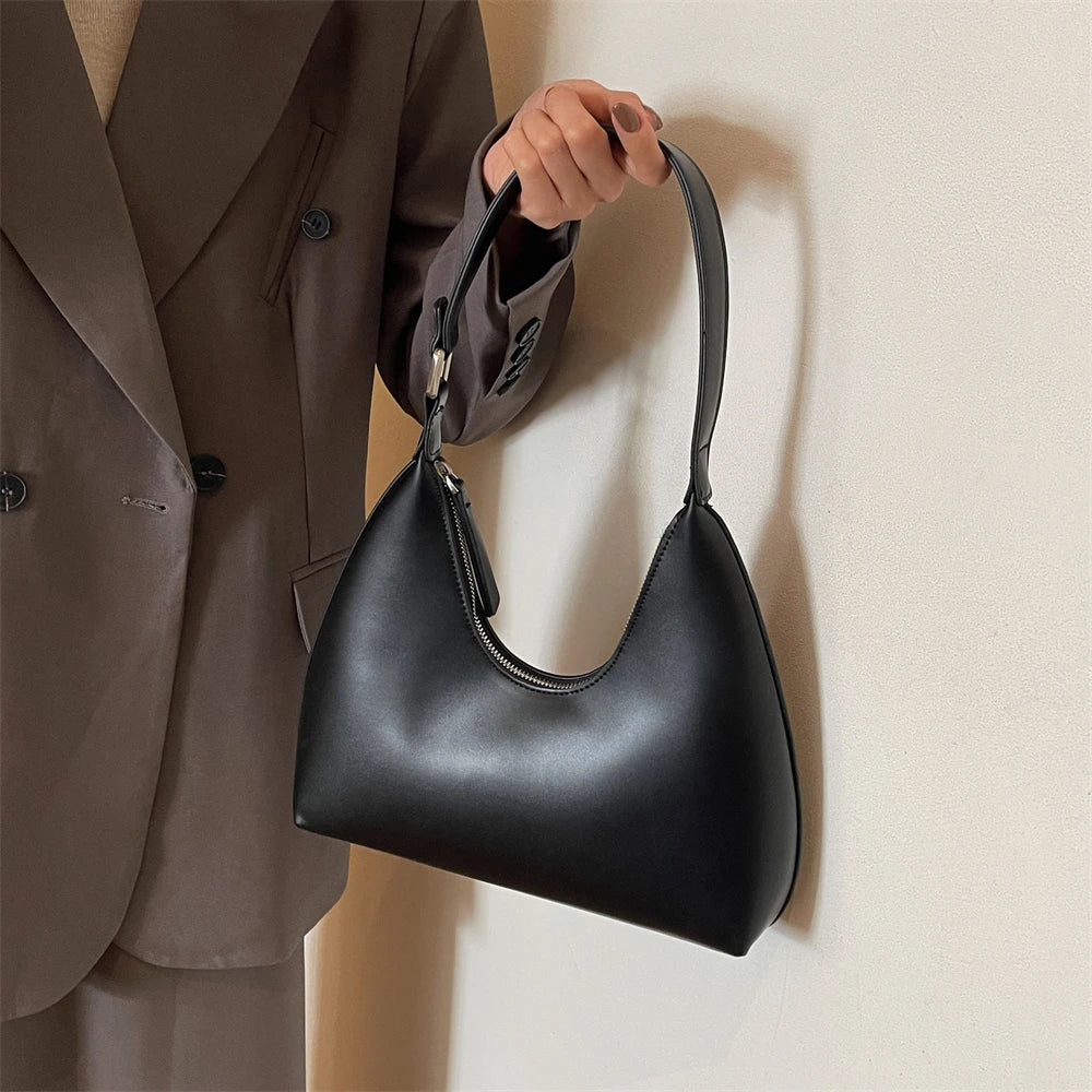 MOODS Fashion Underarm Shoulder Bags For Women PU Leather Pure Color Armpit Hobo Bag 2024 New Luxury Designer Purses And Handbag