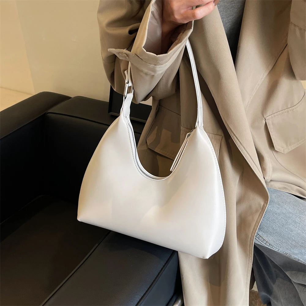 MOODS Fashion Underarm Shoulder Bags For Women PU Leather Pure Color Armpit Hobo Bag 2024 New Luxury Designer Purses And Handbag