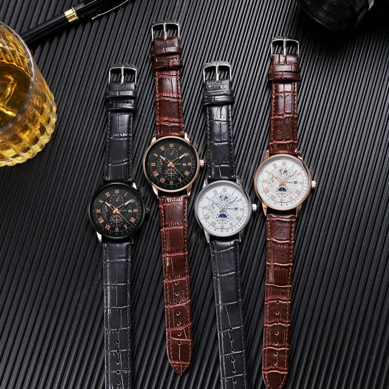 China Brand ACHENGY Men Watch Fashion Top Luxury Sport Men's Wristwatch Waterproof Luminous Leather Date Quartz Watches Manclock