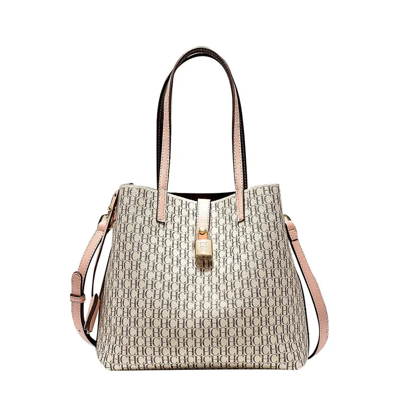 CH Women's Bag 2024 New Large Capacity  Single Shoulder Messenger  Small Bucket Bag 100% Leather Metal Decoration