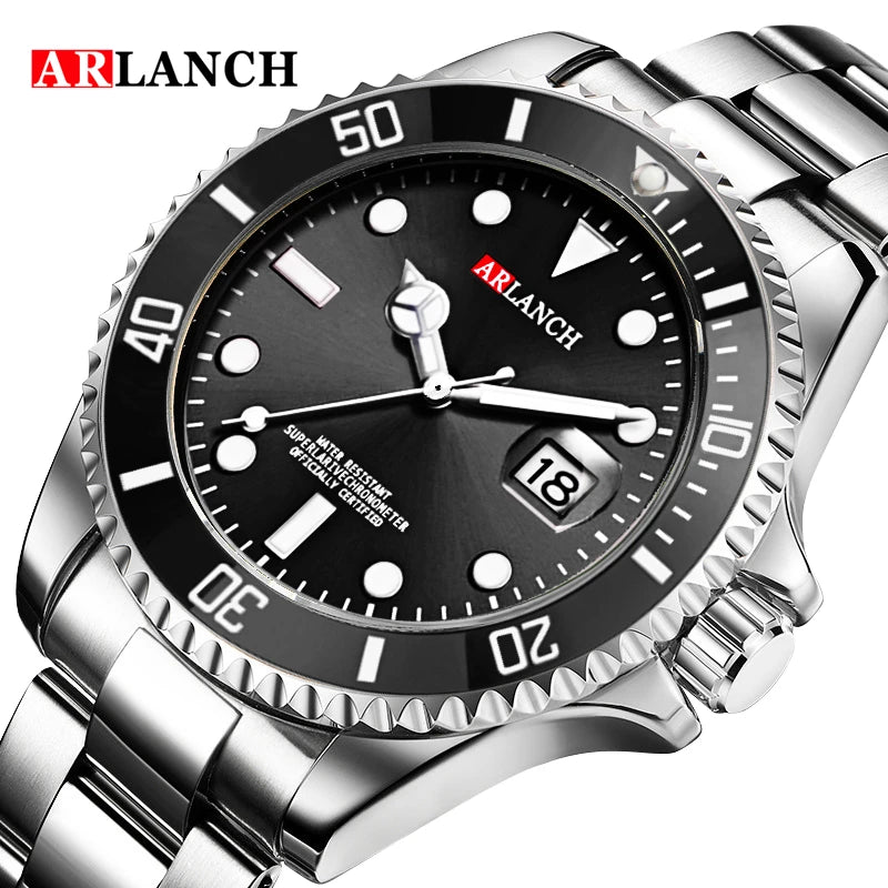ARLANCH Hot Sell Men Quatrz Watch Sport Mens Watches Top Brand Luxury Waterproof Full Steel Quartz Clock Men Relogio Masculino