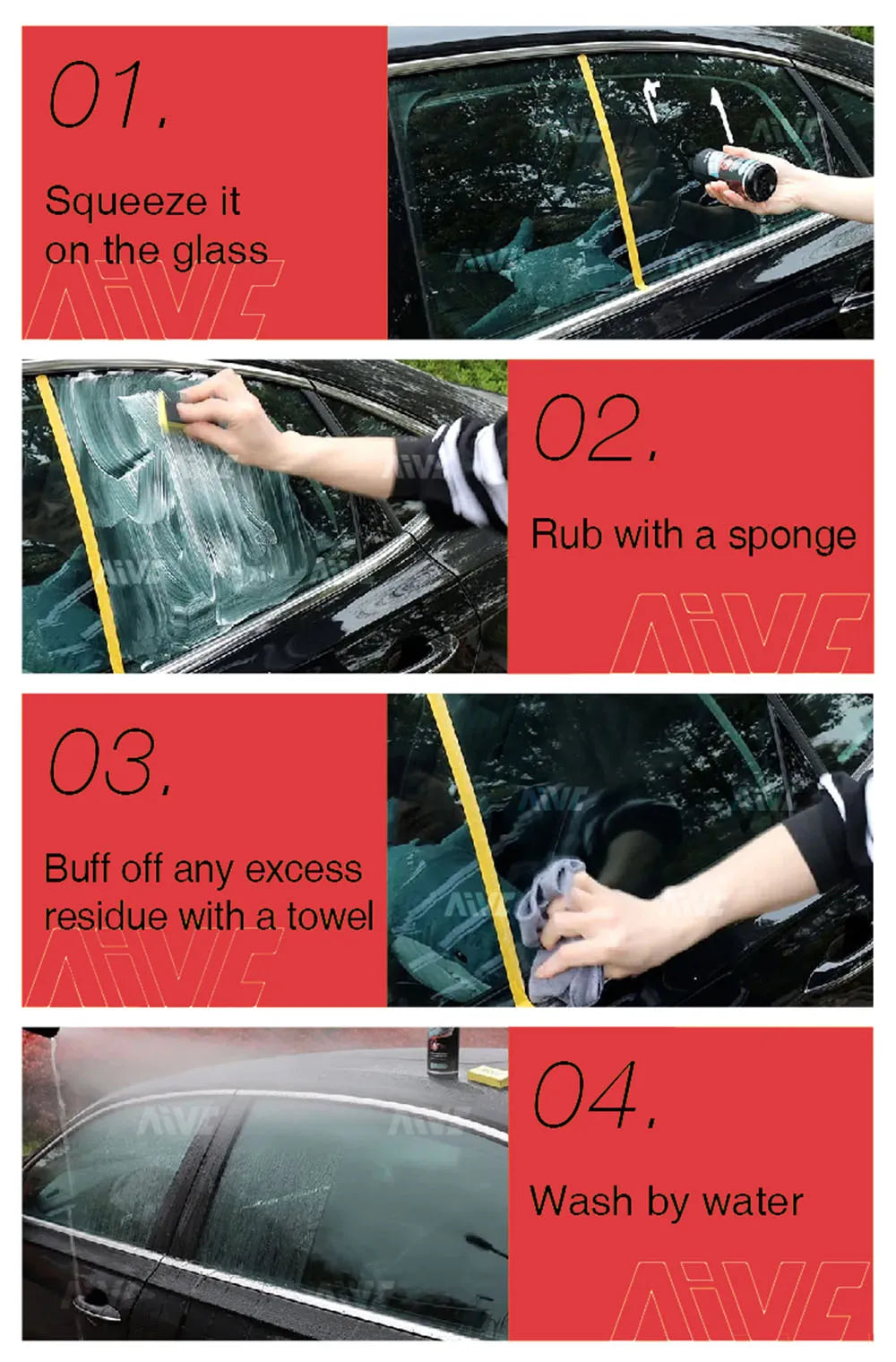 Car Glass Oil Film Removing Paste Aivc Auto Glass Film Coating Remover Clear Vision Hydrophobicity Windshield Car Detailing Tool