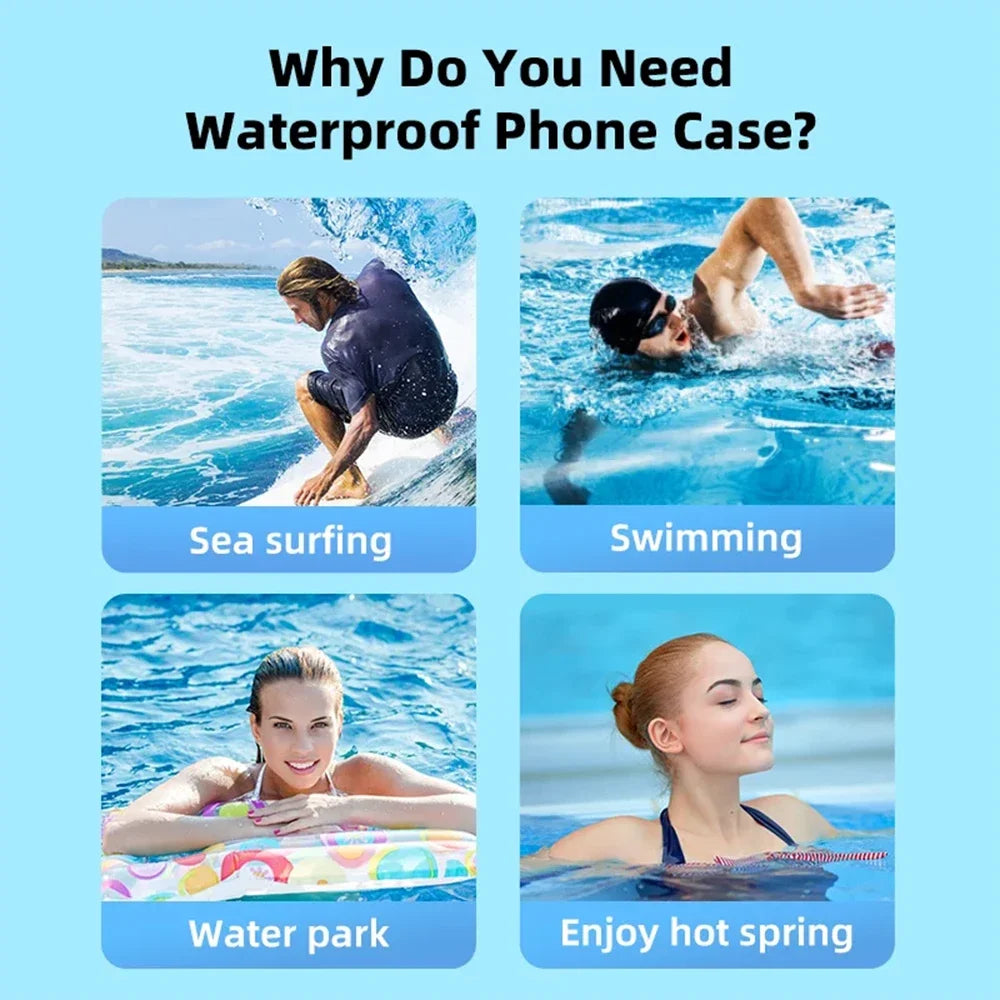 Transparent Waterproof Phone Case Universal Underwater Phone Protector Pouch Bags for iPhone 16 Pro Max Samsung Xiaomi Summer