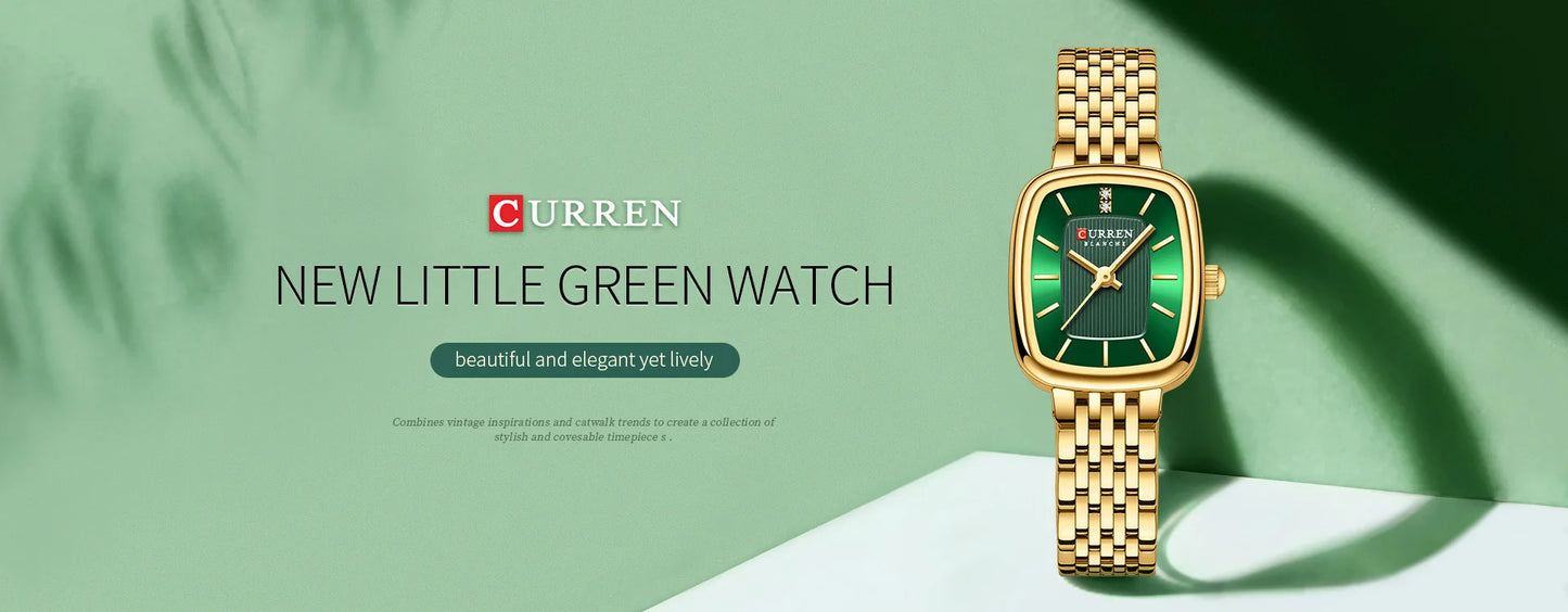 CURREN 9093 Fashion Quartz Women Watch Simple Elegant Square Dial Gold Stainless Steel Strap Waterproof Leisure Business Watches