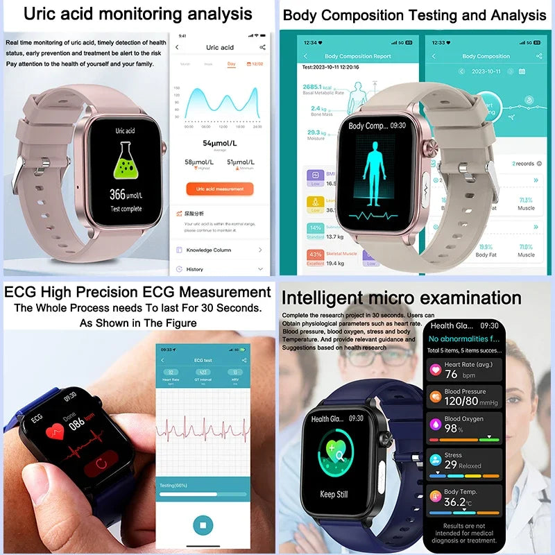 For Xiaomi ECG+PPG Monitoring Smart Watch Women Body Composition Blood Lipid Uric Acid Women Menstrual Health Tracker Smartwatch
