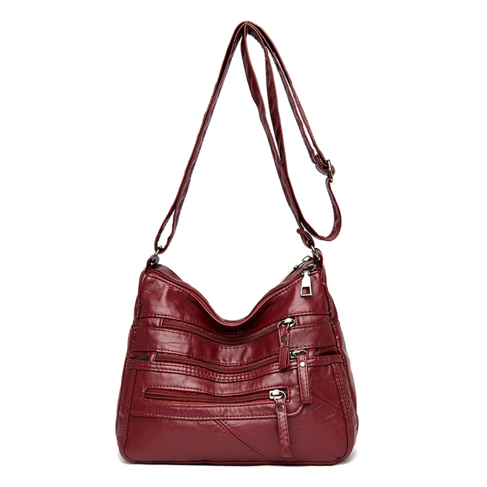 High Quality Women's Soft PU Leather Shoulder Bags Multi-Layer Pockets Classic Crossbody Bag Luxury Designer Handbags and Purses