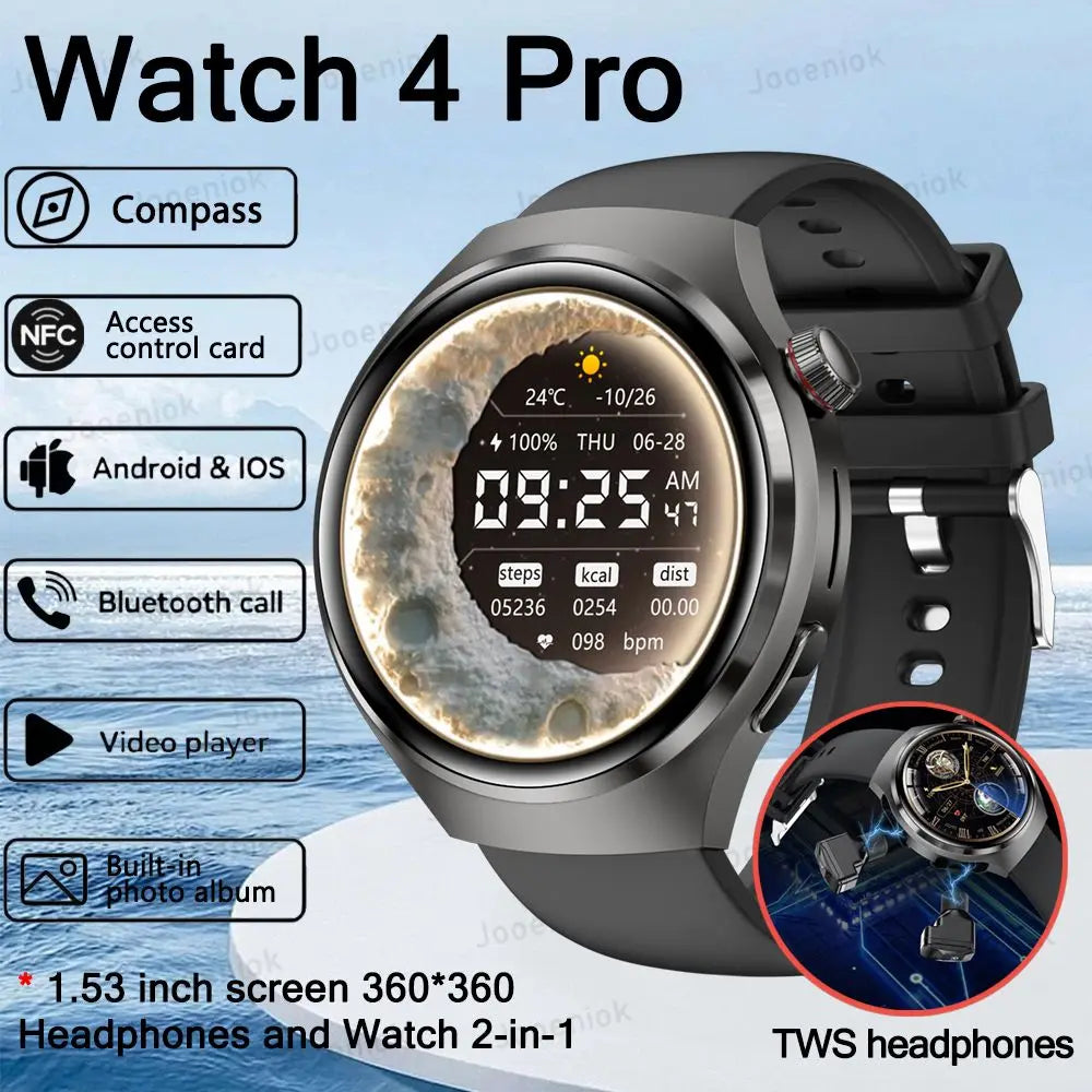 2025 New for HUAWEI Original Premium GPS Smart Watch TWS 2 in 1 NFC Bluetooth Call Earphone Heart Rate Waterproof Smart Bracelet