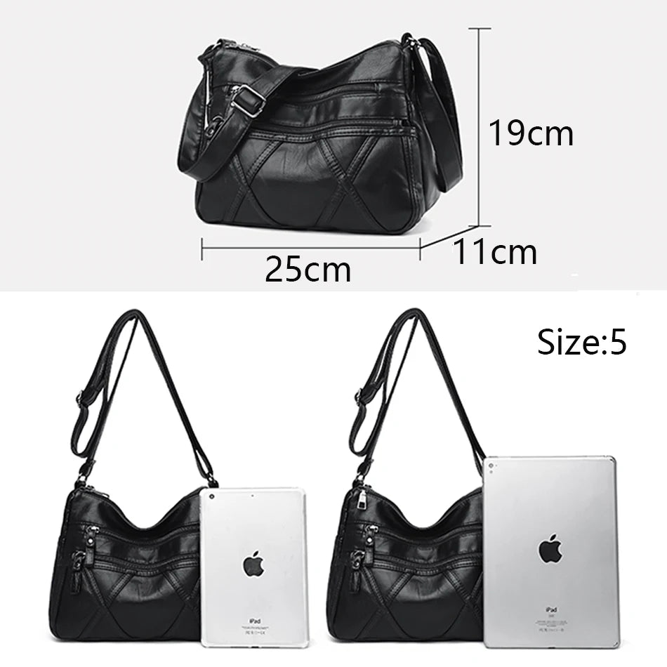 High Quality Women's Soft PU Leather Shoulder Bags Multi-Layer Pockets Classic Crossbody Bag Luxury Designer Handbags and Purses