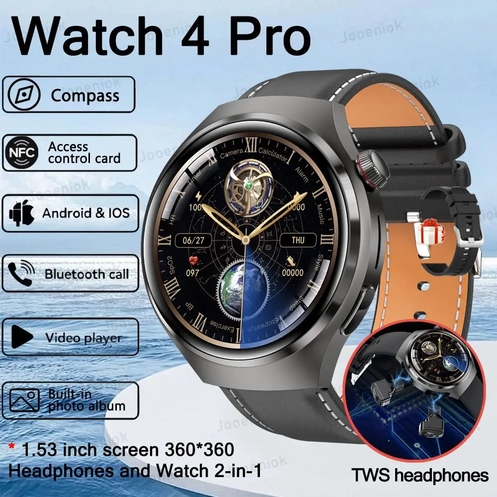 2025 New for HUAWEI Original Premium GPS Smart Watch TWS 2 in 1 NFC Bluetooth Call Earphone Heart Rate Waterproof Smart Bracelet