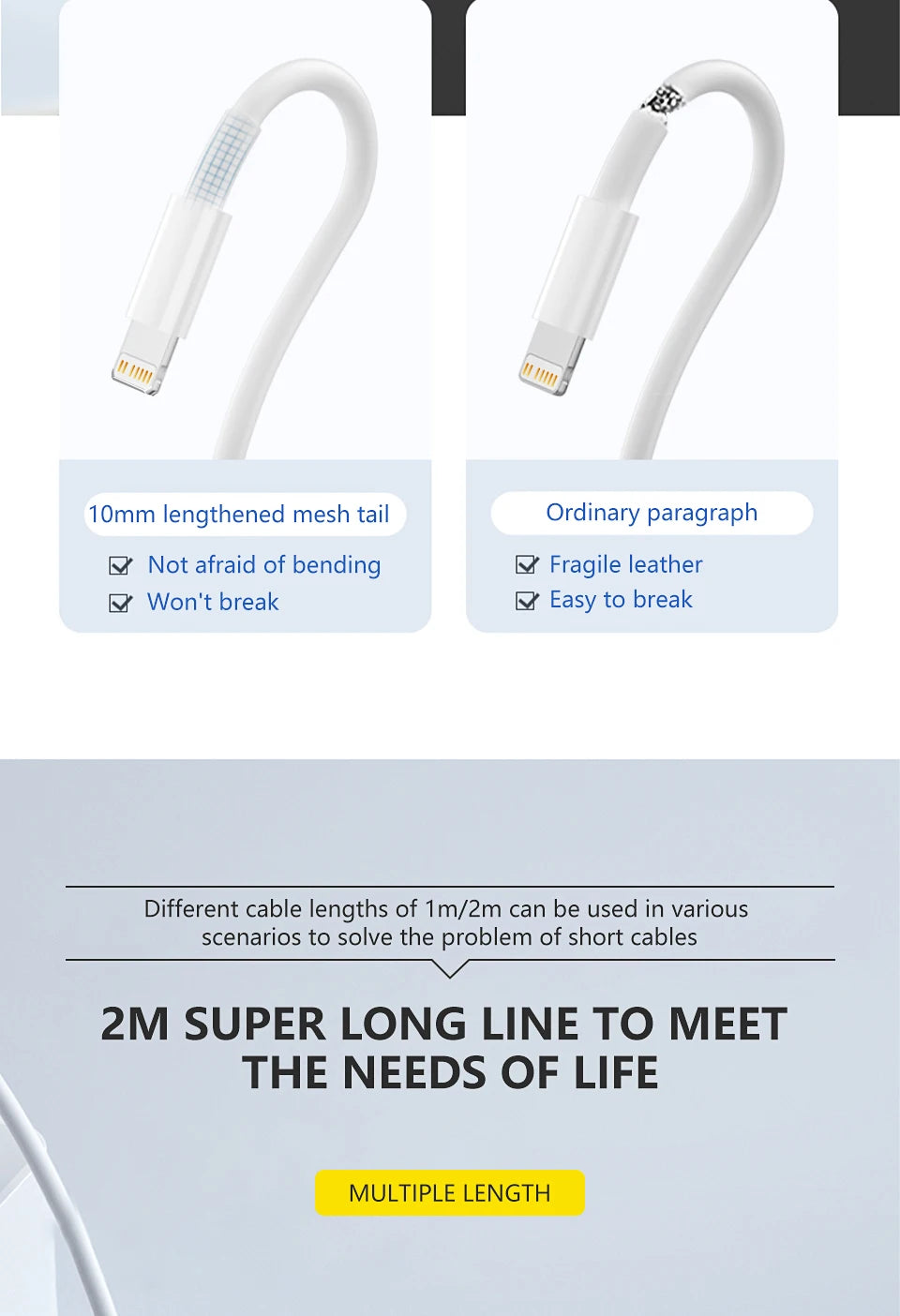 For APPLE USB Cable For iPhone 13 12 11 14 Pro Max XR X XS Max 6S 6 7 8 Plus iPad iPhone Charger Fast Charging Cable Accessories