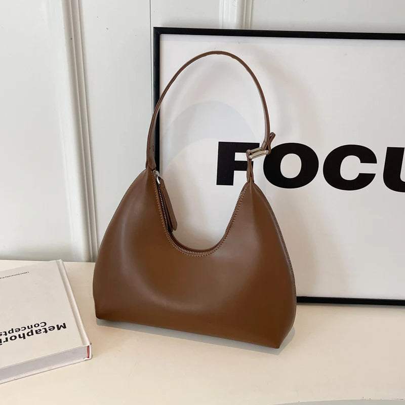 MOODS Fashion Underarm Shoulder Bags For Women PU Leather Pure Color Armpit Hobo Bag 2024 New Luxury Designer Purses And Handbag