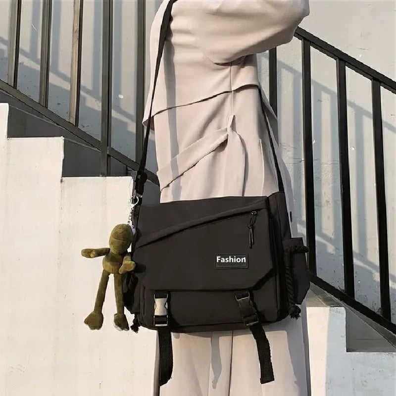 Youth Fashion Nylon Crossbody Bags for Women Handbags Shoulder Bag Large Capacity Solid Canvas Messenger Bag Girls School Bags