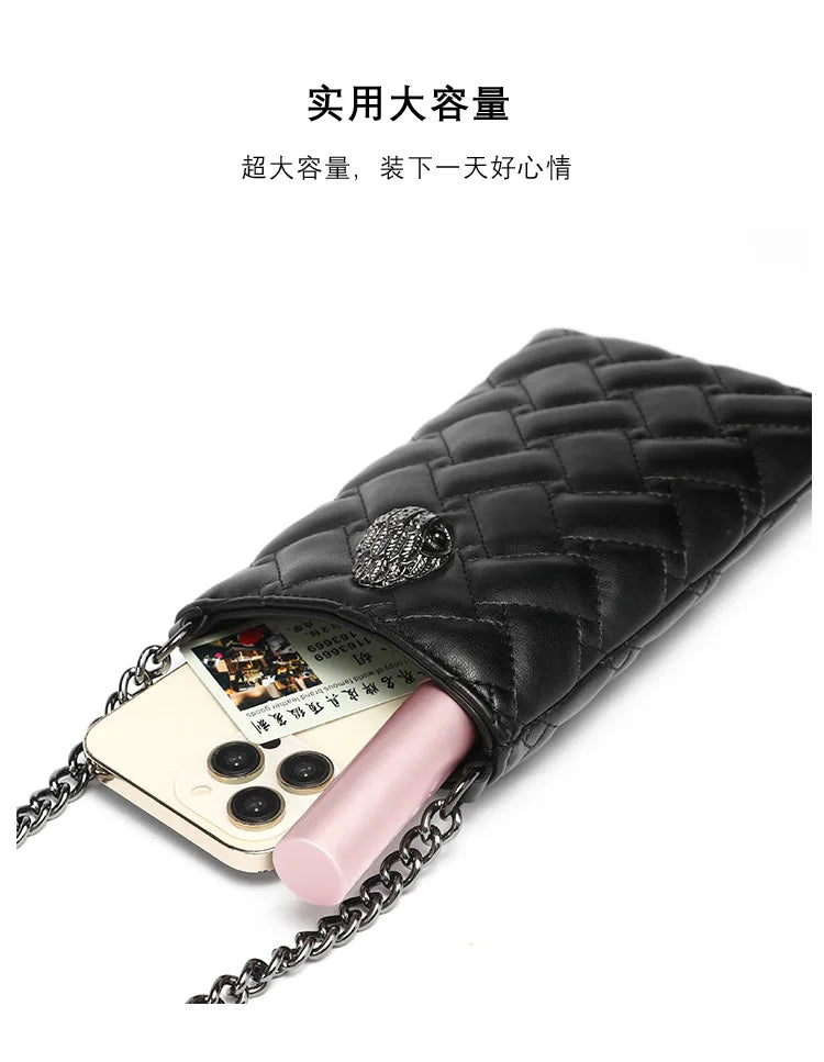2024 New Trendy Women's Bag with Herringbone Chain Shoulder Bag, Crossbody Bag, Eagle Head, and Phone Bag