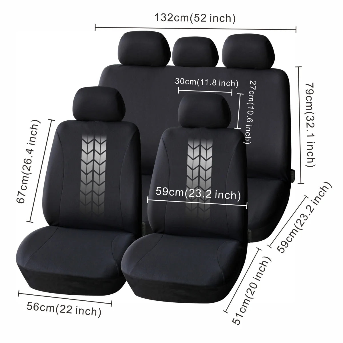 AUTO HIGH Universal Auto Seat Covers Full Set for Car Truck SUV Van Polyester Front & Rear Protector Black