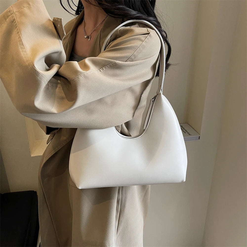 MOODS Fashion Underarm Shoulder Bags For Women PU Leather Pure Color Armpit Hobo Bag 2024 New Luxury Designer Purses And Handbag