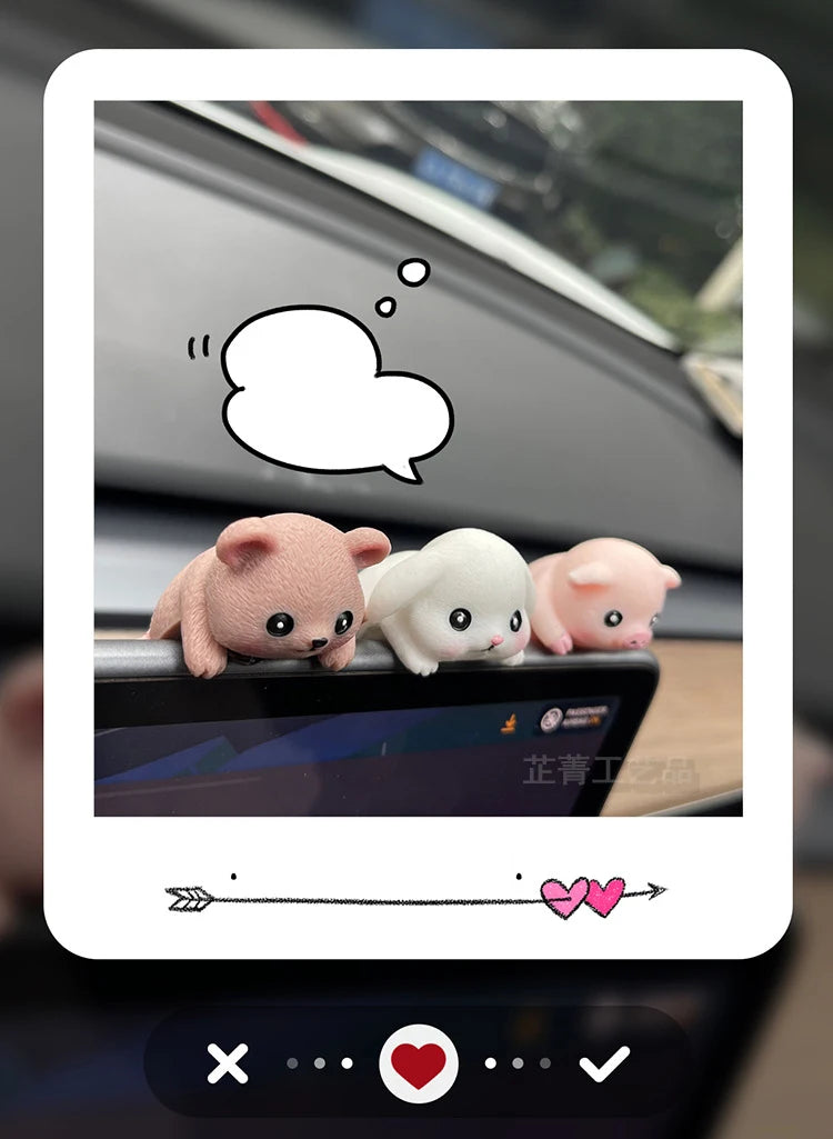 Creative Resin Car Center Console Navigator Screen Lying Panda Animal Decoration Computer Display Koala Model Pig Bear Toy Gift