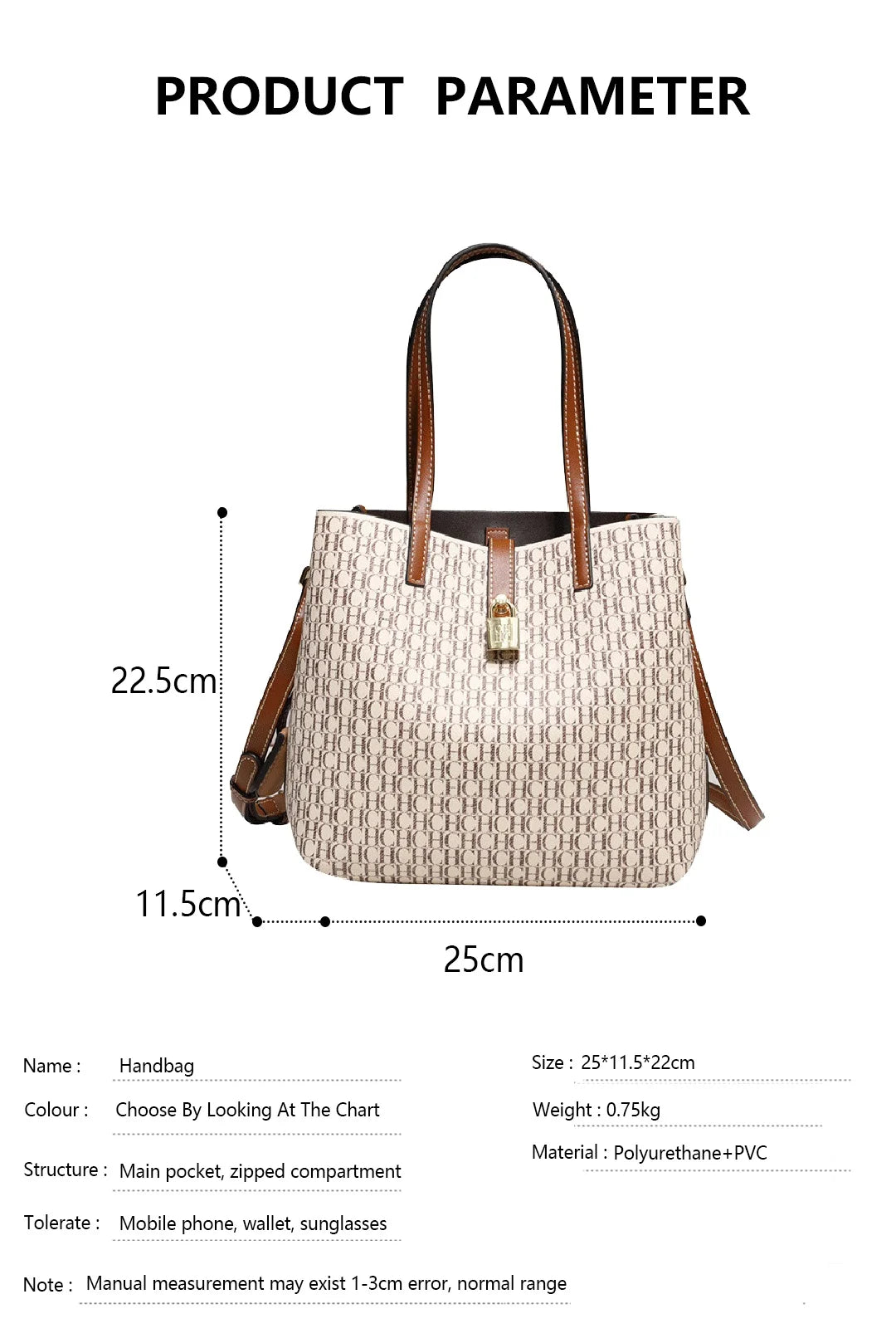 CH Women's Bag 2024 New Large Capacity  Single Shoulder Messenger  Small Bucket Bag 100% Leather Metal Decoration