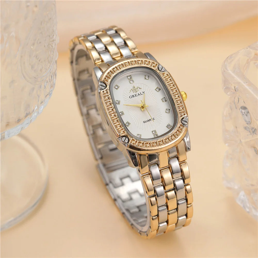 Luxury 2025 Women's Simple Quartz Watch Casual Green Diamond Set design Female Dress stainless steel bracelet clock Watches