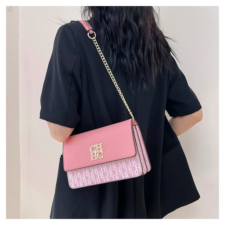 CH Pure Color Design Classic Ladies Crossbody Bag Fashion Luxury Brand Multi Embossed Ladies Handbag Ladies Shoulder Bag