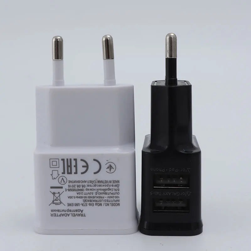 EU Plug 5V Dual USB Universal Mobile Phone Chargers Travel Power Charger Adapter Plug for For iPhone Samsung Xiaomi Huawei