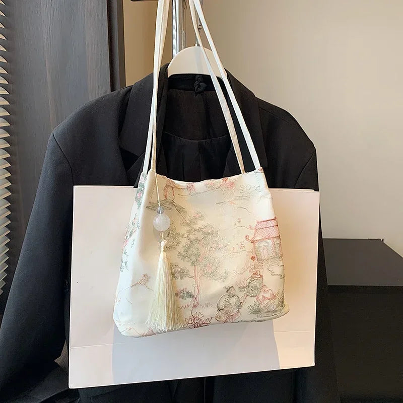 Hot Selling Chinese Style Embroidered Fashionable Women's Shoulder Bag 2025 Summer New Trend Large Capacity Handbag