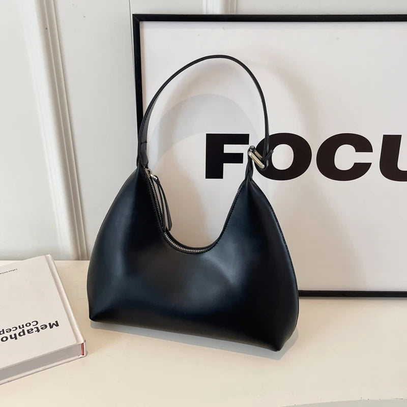 MOODS Fashion Underarm Shoulder Bags For Women PU Leather Pure Color Armpit Hobo Bag 2024 New Luxury Designer Purses And Handbag