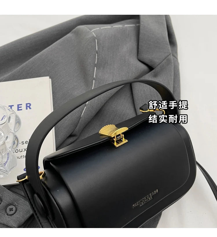 Classic Black Shoulder Bag Women's Versatile Retro Crossbody Square Bags 2025 New Large Capacity Textured Leather Flap Handbags