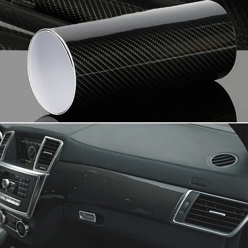 6D Carbon Fiber Vinyl High Glossy Black 6D Texture Film Wrap Car Motocycle Decal Sticker Color Change