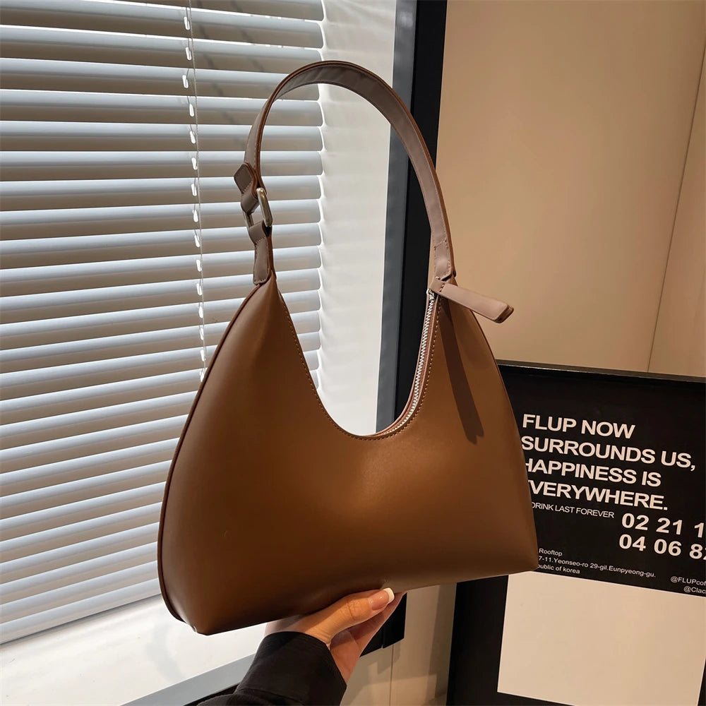MOODS Fashion Underarm Shoulder Bags For Women PU Leather Pure Color Armpit Hobo Bag 2024 New Luxury Designer Purses And Handbag