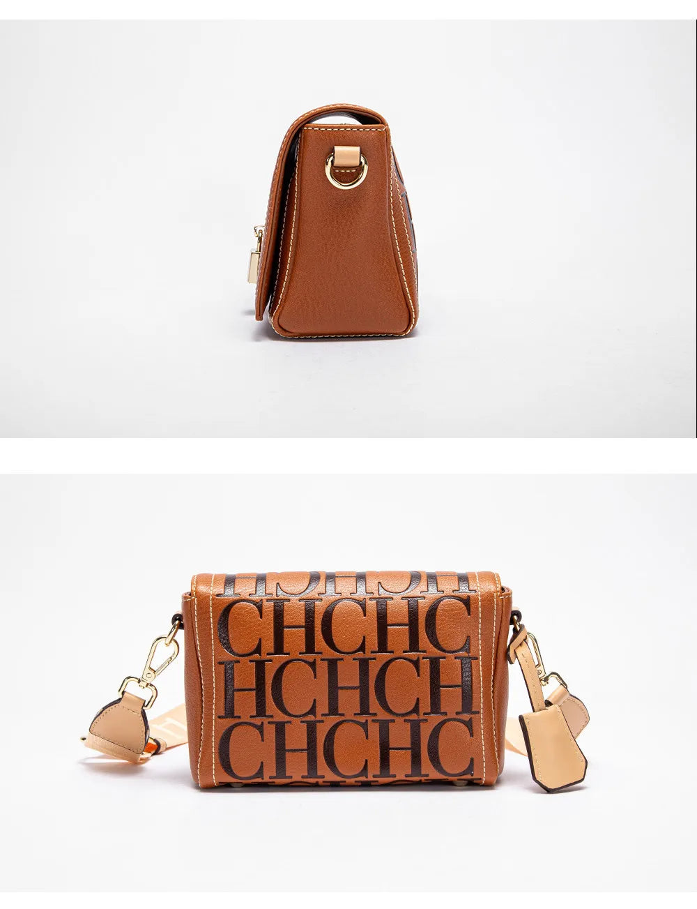 CHHC Women's Shoulder Bag Fashion Design Model Metal 2024 Fashion Solid Colour Accessories Buckle  Luxury Brand Printed Head Bag