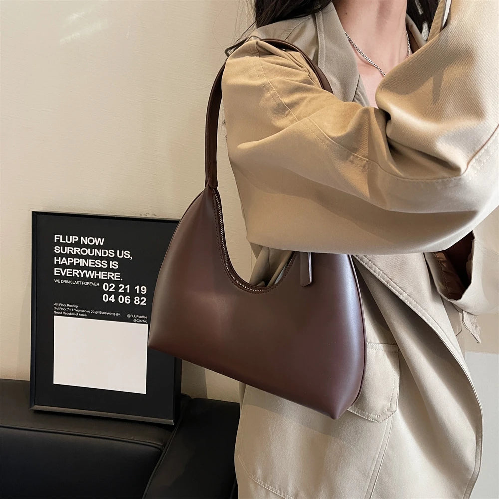 MOODS Fashion Underarm Shoulder Bags For Women PU Leather Pure Color Armpit Hobo Bag 2024 New Luxury Designer Purses And Handbag