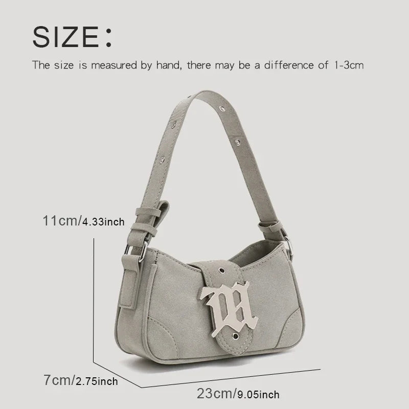 Casual Bags For Women Luxury Designer Brand Handbags And Purses 2024 New In PU Nubuck Sheet Metal Decoration Crossbody Bag Small