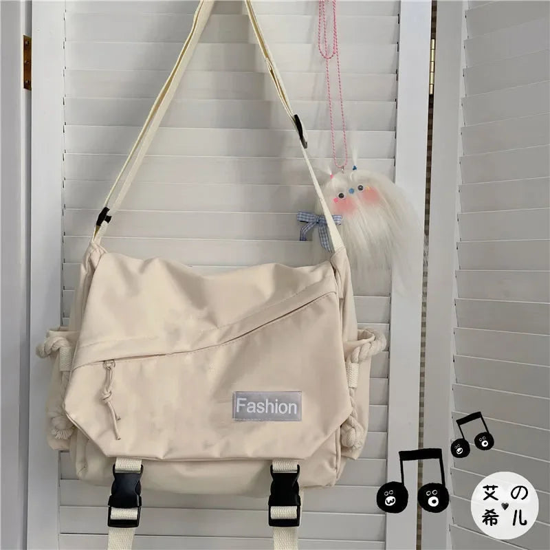 Youth Fashion Nylon Crossbody Bags for Women Handbags Shoulder Bag Large Capacity Solid Canvas Messenger Bag Girls School Bags