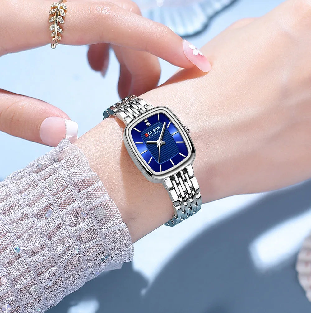 CURREN 9093 Fashion Quartz Women Watch Simple Elegant Square Dial Gold Stainless Steel Strap Waterproof Leisure Business Watches