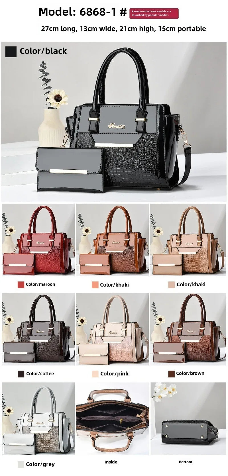 New Large Capacity Crocodile Print Handbag Mother Bag Women's Bag High Quality Shoulder Tote Bag