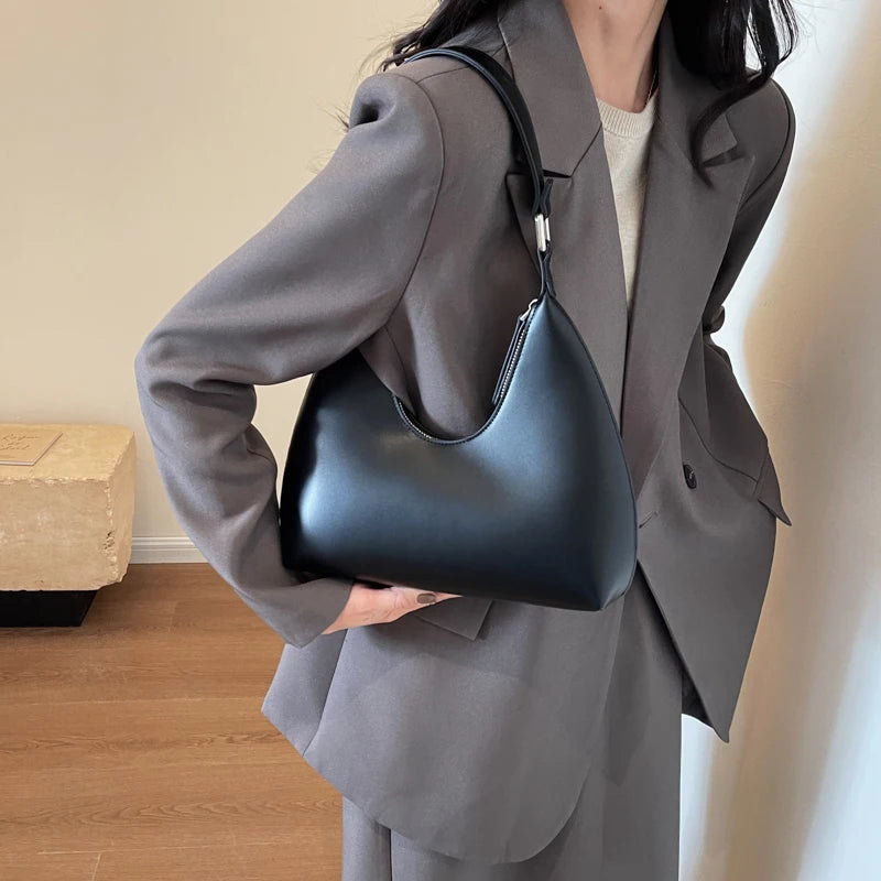 MOODS Fashion Underarm Shoulder Bags For Women PU Leather Pure Color Armpit Hobo Bag 2024 New Luxury Designer Purses And Handbag