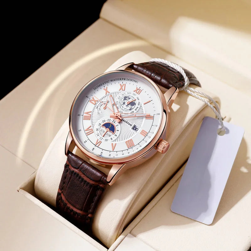 China Brand ACHENGY Men Watch Fashion Top Luxury Sport Men's Wristwatch Waterproof Luminous Leather Date Quartz Watches Manclock