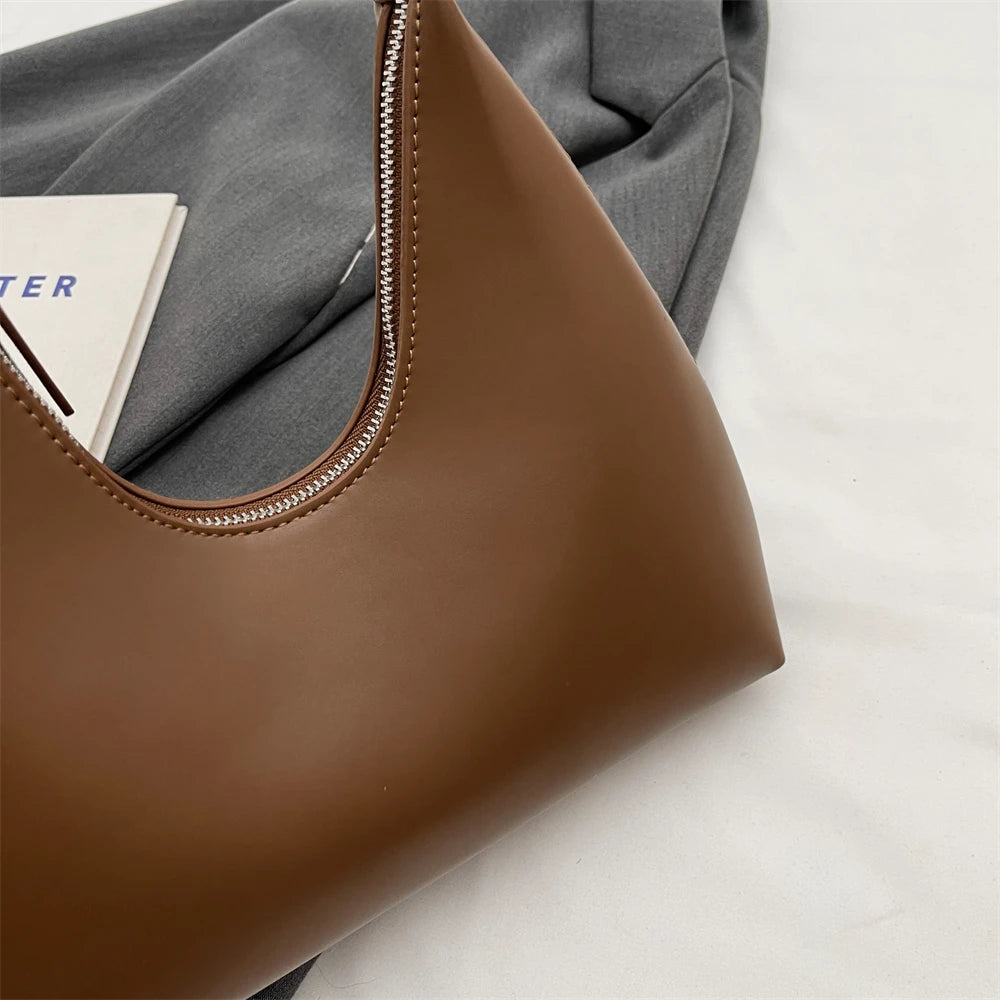 MOODS Fashion Underarm Shoulder Bags For Women PU Leather Pure Color Armpit Hobo Bag 2024 New Luxury Designer Purses And Handbag