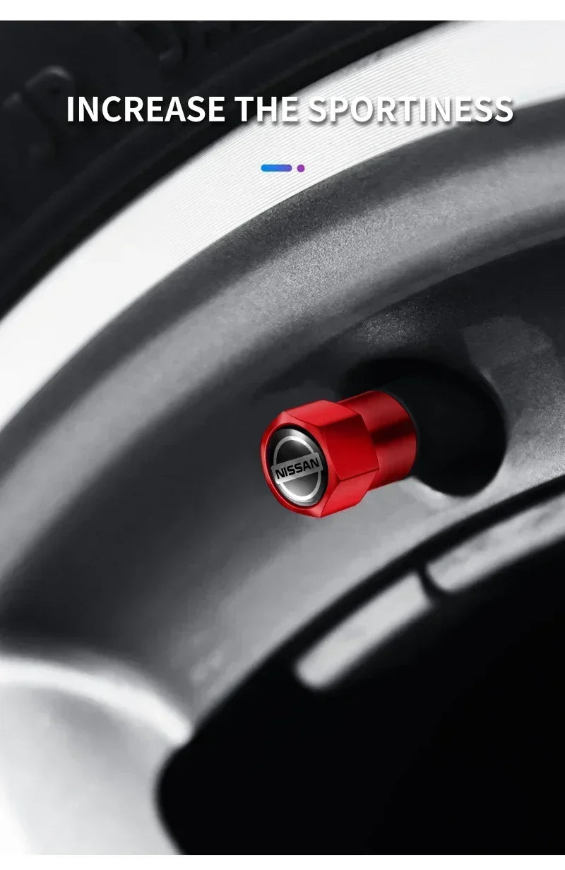 4PCS Car Badge Wheel Tires Valve Caps Metal Tyre Dust Covers For Nissan J10 X-Trail Qashqai Juke Leaf Micra NOTE Patrol Gadgets