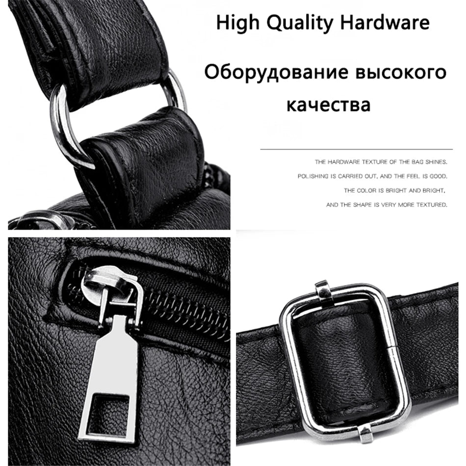 High Quality Women's Soft PU Leather Shoulder Bags Multi-Layer Pockets Classic Crossbody Bag Luxury Designer Handbags and Purses
