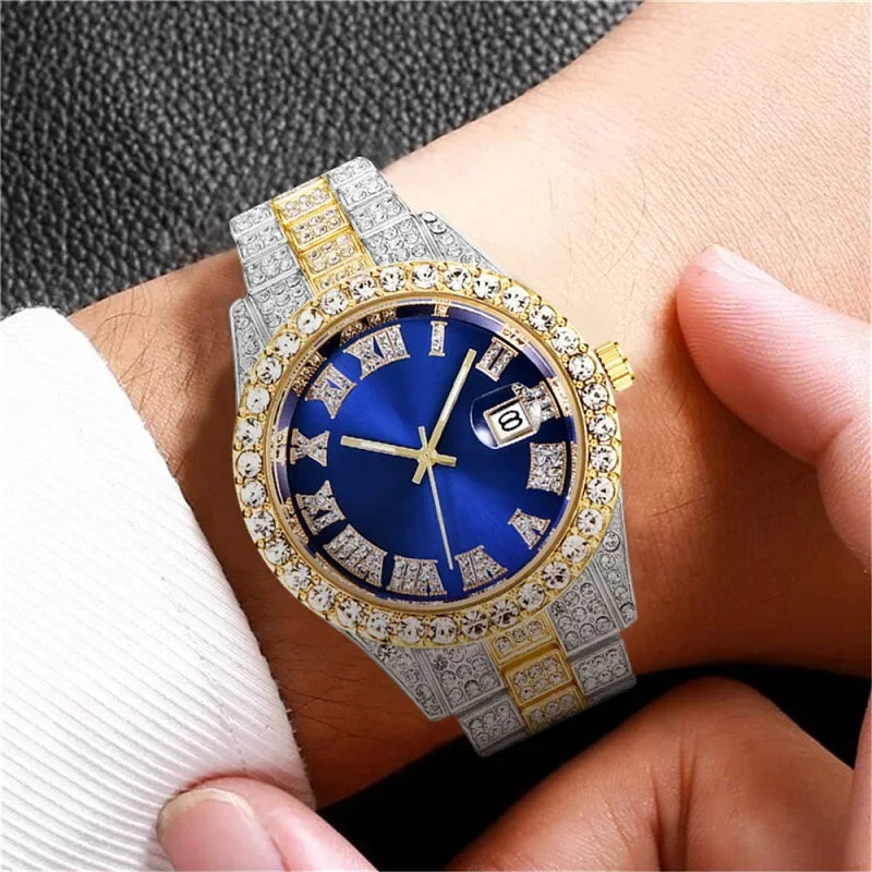 Hip hop Watch Male watch luxury water proof Brand watches Stainless steel Round Clock Men quartz wristwatches Gift boyfriend