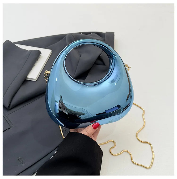 Hot Selling Women's Crossbody Bag 2025 New PVC Metallic Luster Half Moon Party Banquet Women's Bag Luxury Handbag Bolso De Mujer